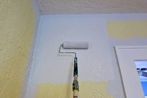 Painting a textured wall.