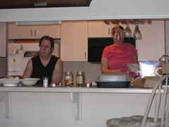 Grace and Susan work on dinner