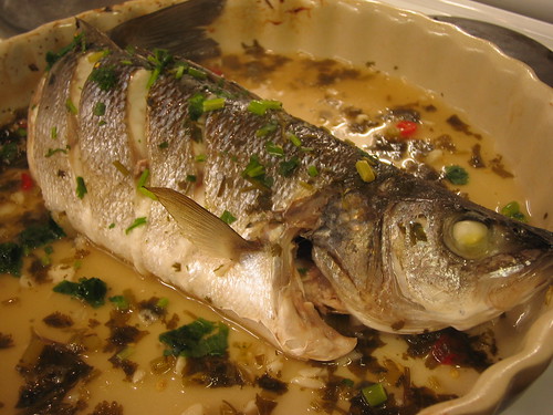 steamed bass with lemond and fish sauce