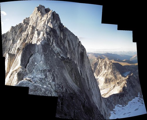 [Panorama of upper Kain route and NE ridge in profile