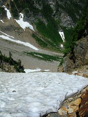 Snow crossing in the right gully