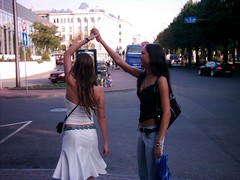 Riga girls dancing in the street