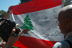 Lebanese flag with signatures