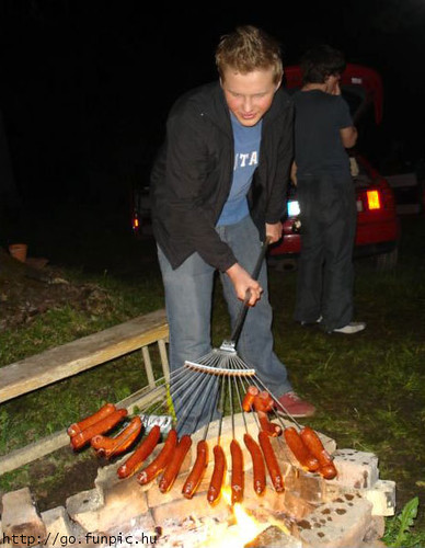 New way to roast hot dogs