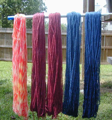 Dyed Wool - hanging to dry