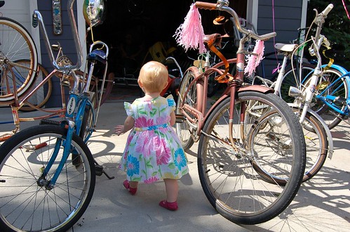 Checking out the bikes