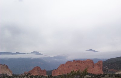 Pikes Peak through the clouds