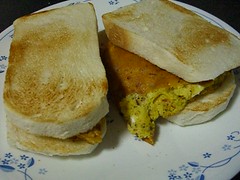 Egg and Leftover-Cheese & Chilli Flakes Sandwich