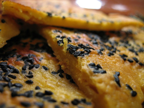 close-up of chickpea flour pancakes