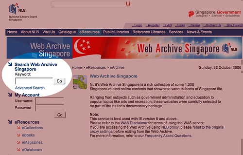 Web Archive Search Page