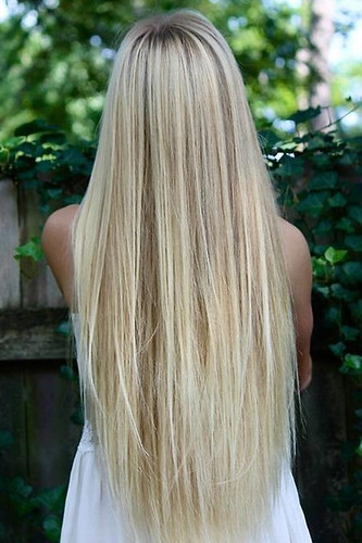 long silky straight blonde hair