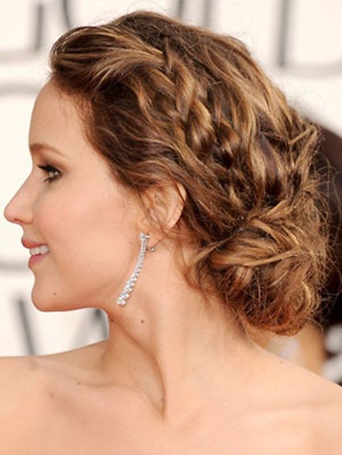 Jennifer Lawrence braided low bun