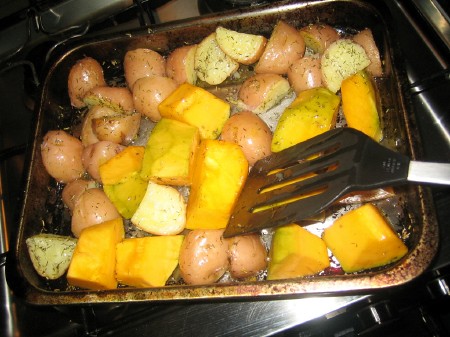 Pumpkin added to potatoes