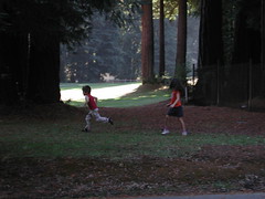 Kids playing football with the neighbors