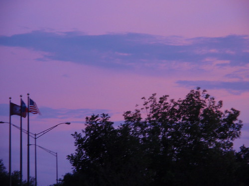 Texas Dusk with Flags on the Side