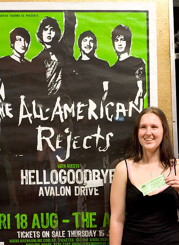 Sam, her ticket and the gig poster