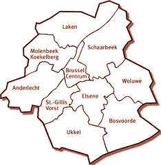 Kaart Brussel: namen van gemeentes
