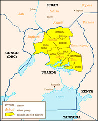 Distritos ugandeses afectados por el LRA