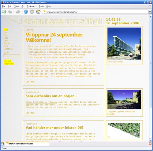 Websidan för Bonniers Konsthall