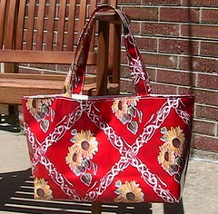 Red oilcloth tote