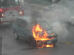 Minivan on fire (take 2)