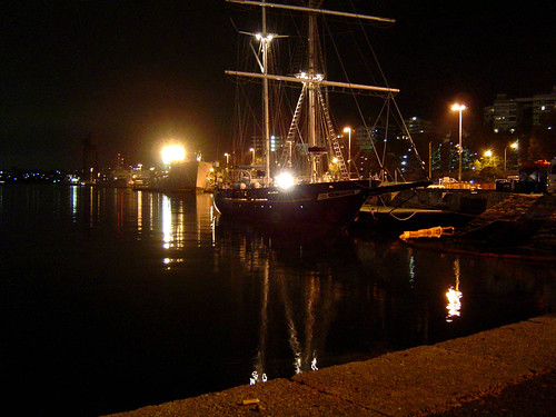 Night wharf, with ship!