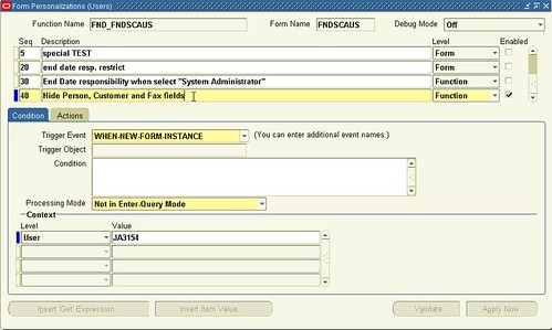 Oracle Form Personalization (Users)