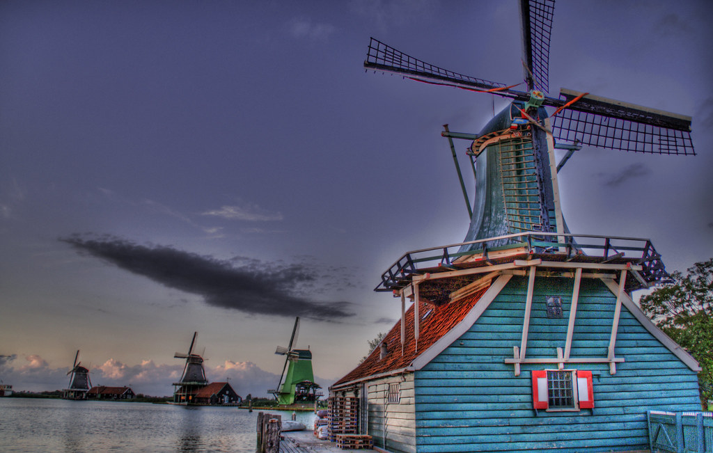 The Windmills of Holland at Dusk