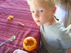 Pensive pumpkin man, Aiden.
