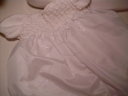 Sewing in Lining for Christening Gown