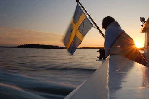 Swedish sunset on a boat