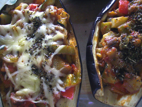 Aubergines with vegetables