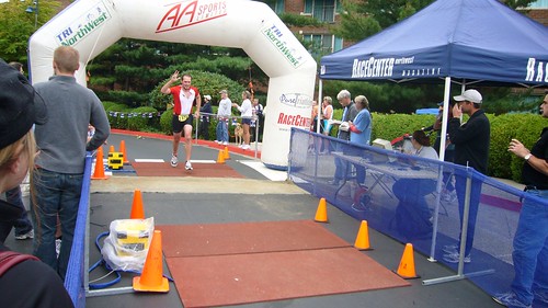 Crossing the finish line. I'm tired.