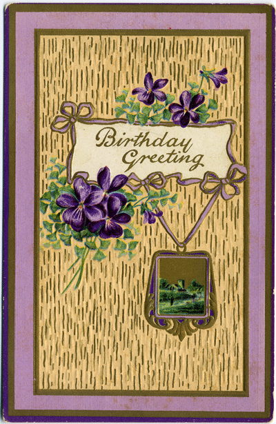 Postcard: Birthday Violets