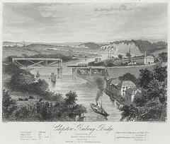 Pont reilffordd Cas-gwent ca. 1850 - Llyfrgell Genedlaethol Cymru