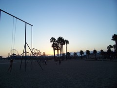 Santa Monica beach at twilight