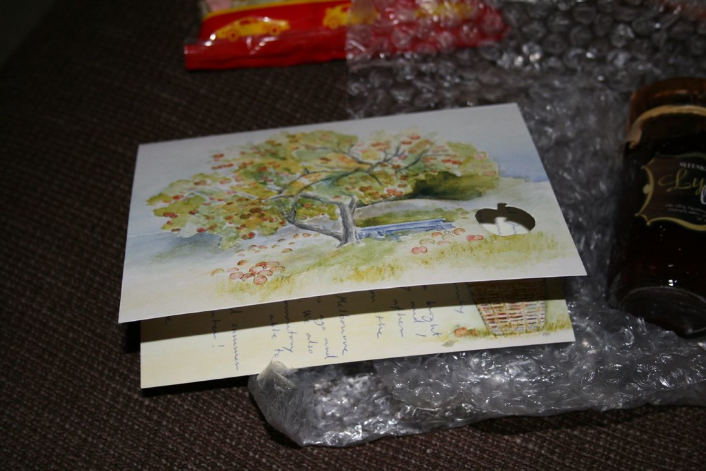 A lovely apple tree card w/ an apple shaped cut out