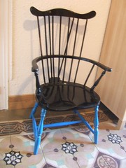 Chair repaired and blue painted