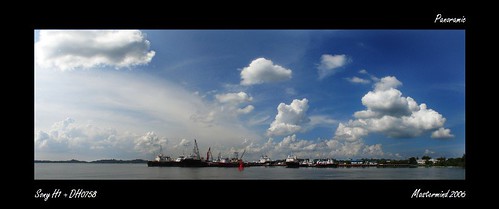 clouds sea ship post