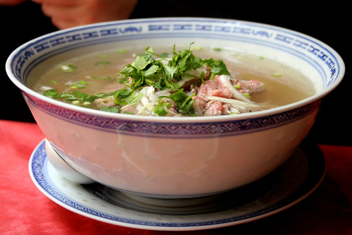 large bowl of beef pho