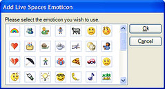 Windows Live Writer Spaces emoticon insertion