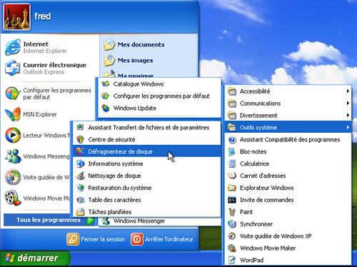 Lancement du défragmenteur sous Windows XP