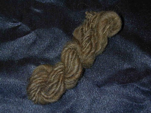 My first hand spun yarn on the drop spindle