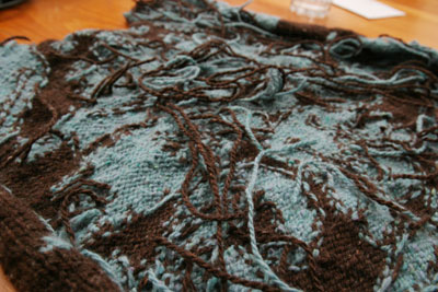 Front of Brocade, ends to be woven in