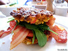 corn fritters with bacon and spinach
