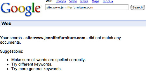 Jennifer Convertibles Web Site Delisted From Google
