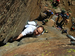 Mark in the crux of Big Dihedral 5.8