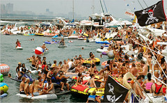 Boat rave, waterfront, Chicago