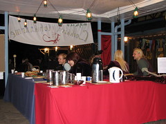 Janna, Johanna, Tytti & Jani behind the table at the inn