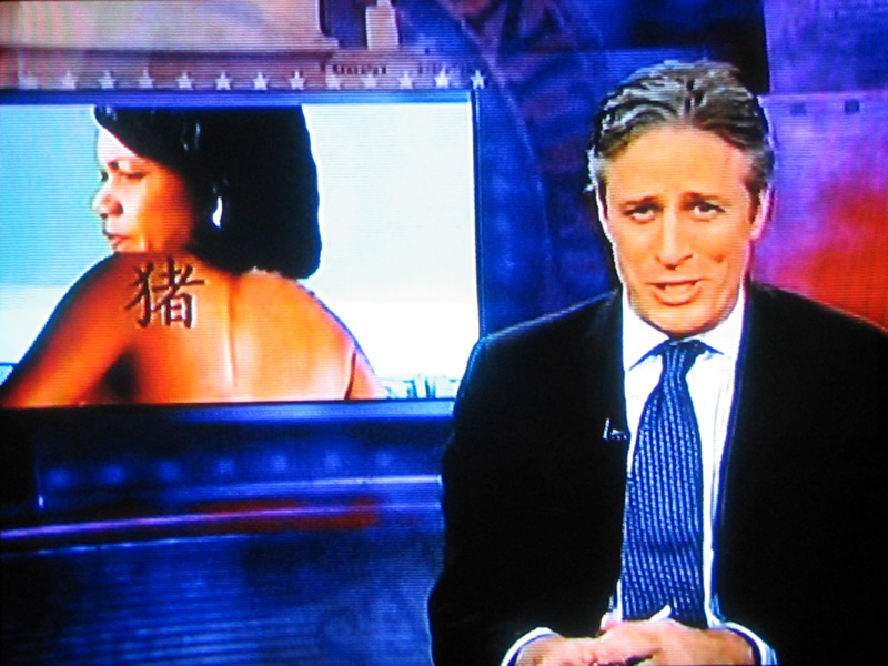 Jon Stewart makes fun of Condoleezza Rice's tattoo